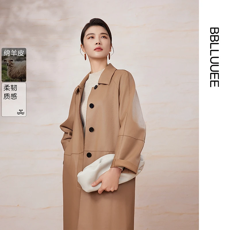 【晨粉专享价】摩登质感雅丹风粉蓝衣橱冬装新款风衣