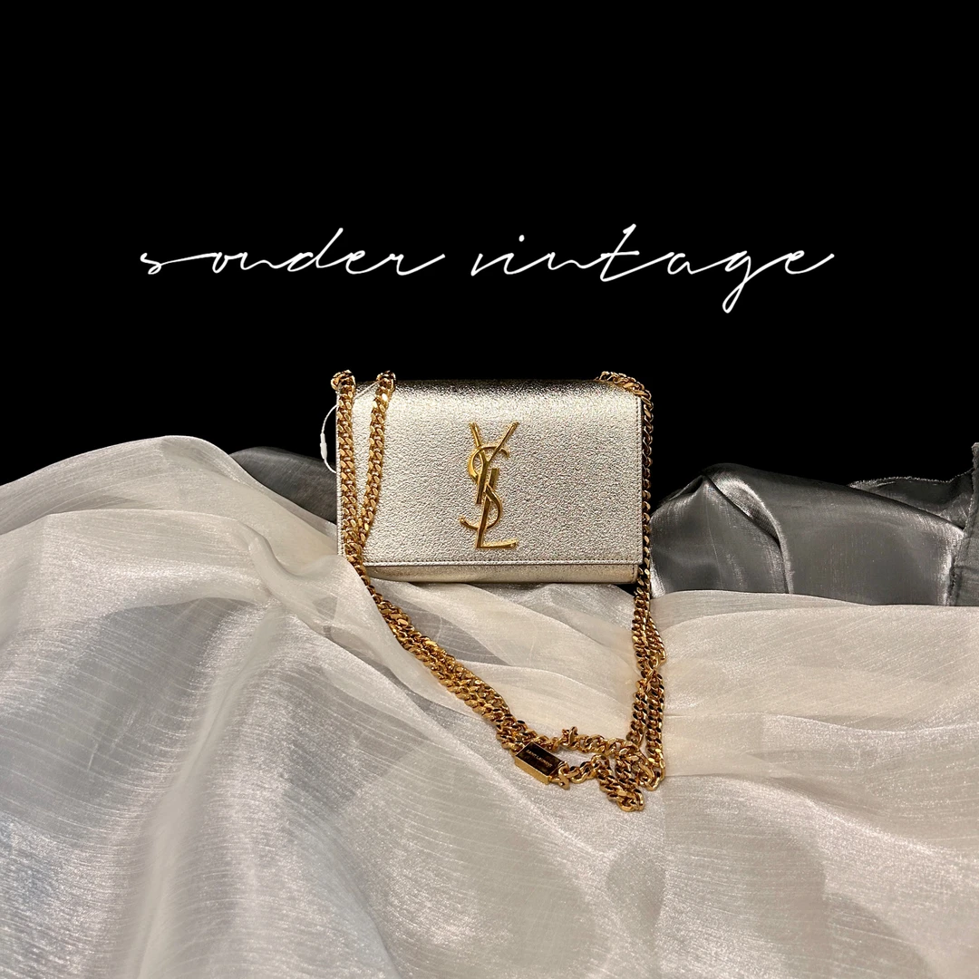 95新 YSL/圣罗兰 ysl浅金色斜挎单肩包