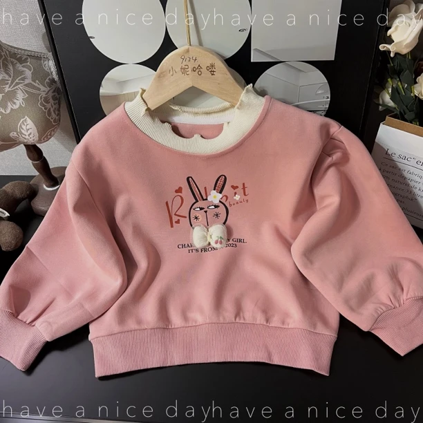 0054款女童卫衣春秋款春装洋气爱心上衣中大童休闲长袖外套