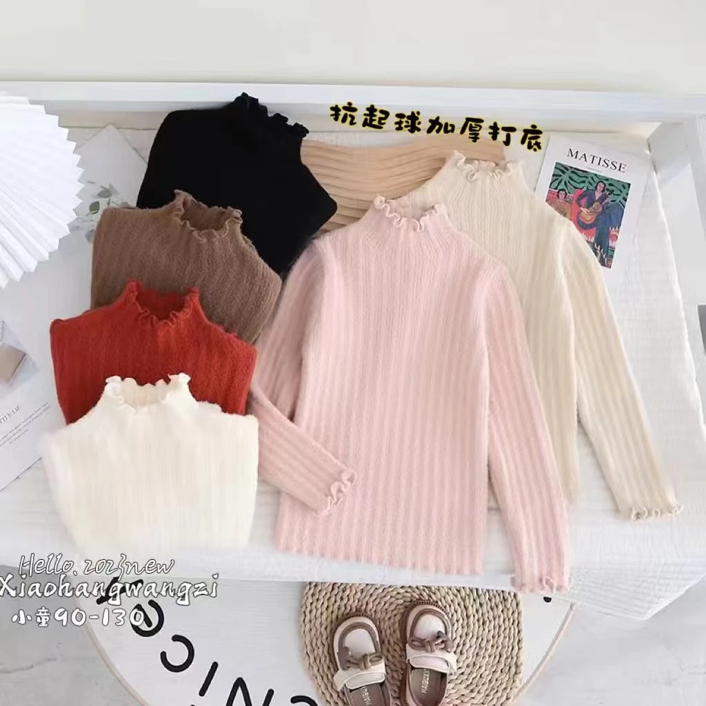 0229款女童毛衣秋冬季洋气女孩宝宝冬款半高领儿童冬装针织打底衫