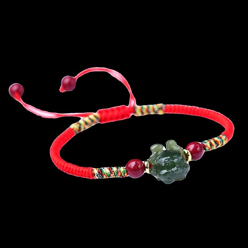 龙年本命年红绳手链女和田玉十二生肖狗转运珠编织手绳朱砂手串男