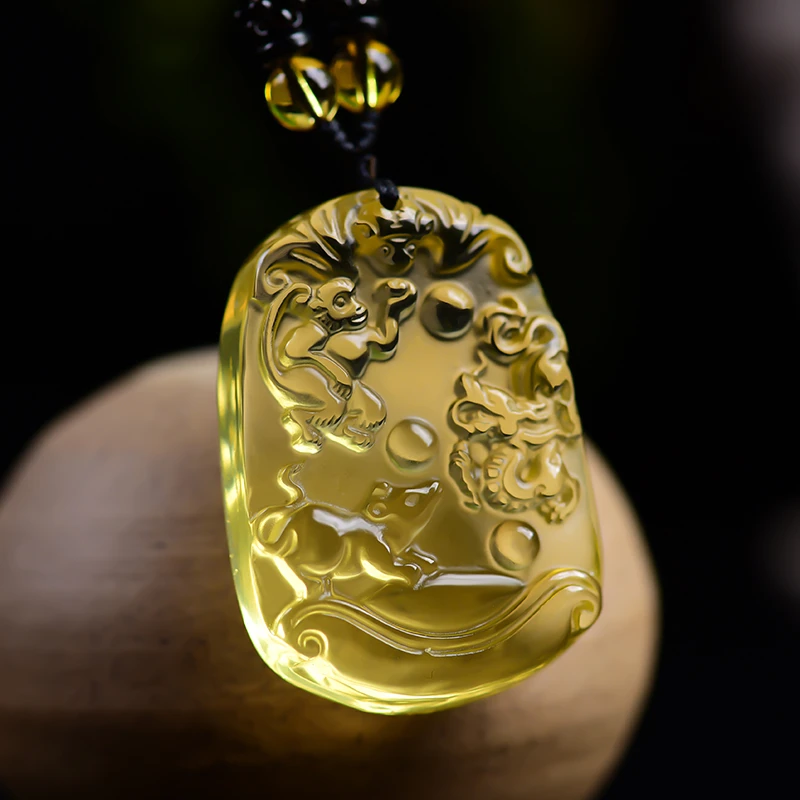黄水晶三合贵人吊坠男女十二生肖虎蛇马羊猴鸡狗猪鼠牛兔龙本命年