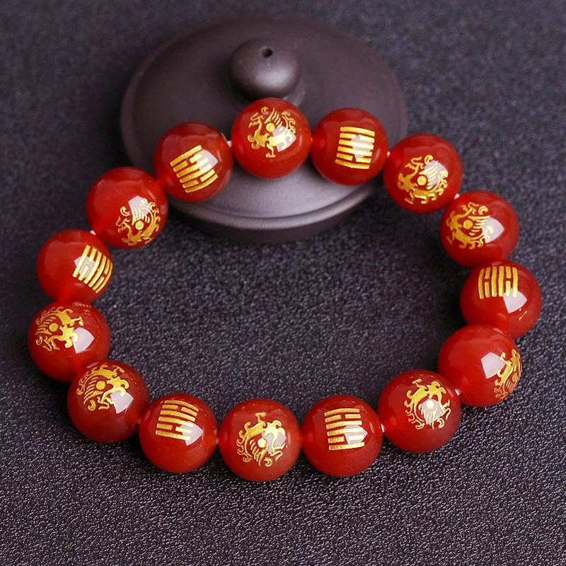 五行属火的饰品喜火缺火天然红玛瑙手链离为火男女款朱雀朱砂手串