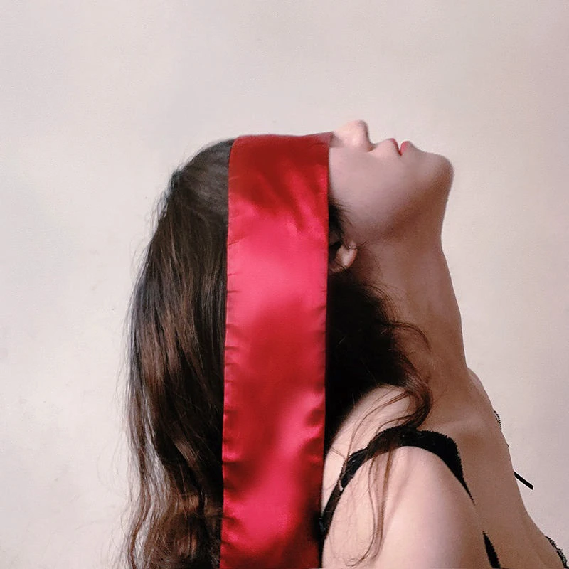 撞色双面黑红眼罩蒙眼布缎面仿丝绸遮光睡眠睡觉眼罩遮光