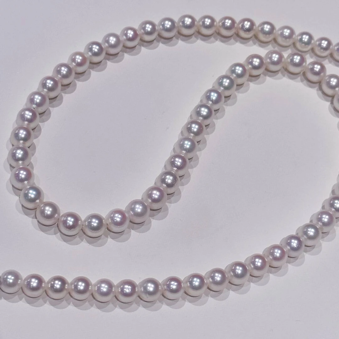〔精选无调色akoya 〕6-6.5mm近正圆极强光极微瑕珍珠项链气质