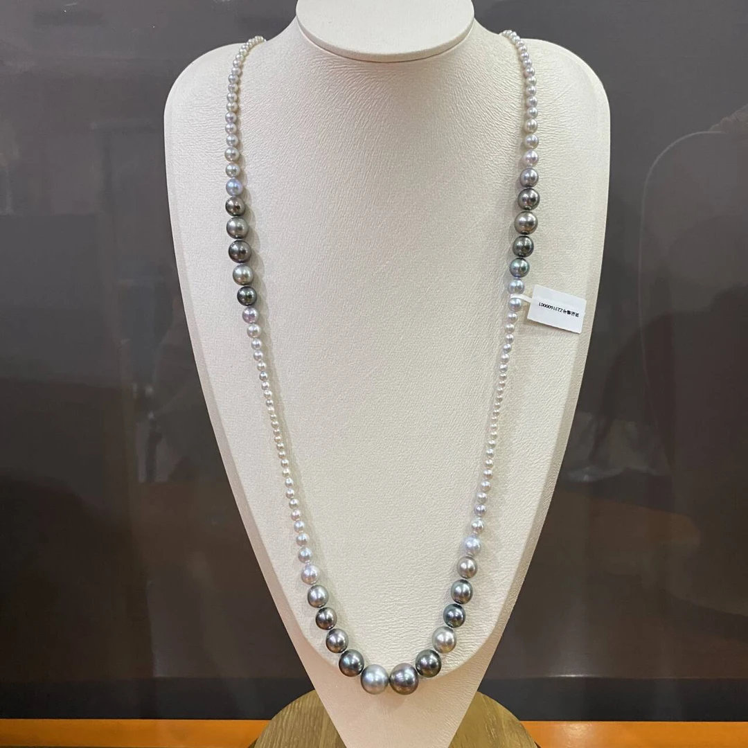 {仅1条•大溪地70cm长链〕11-12正圆极光炫彩真多麻色3-4项链