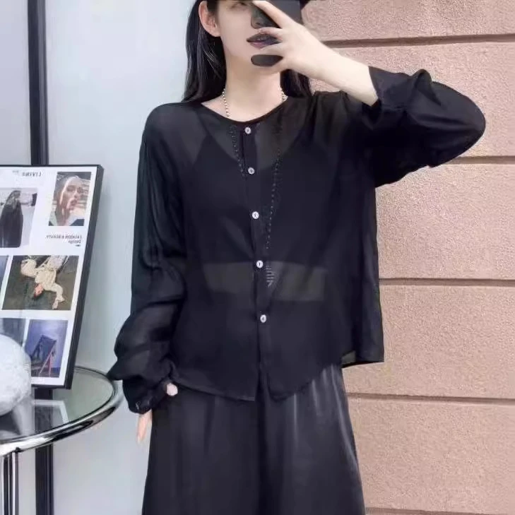 大码女装 春夏新款薄款气质时尚百搭休闲显瘦长袖外套开衫防晒衫