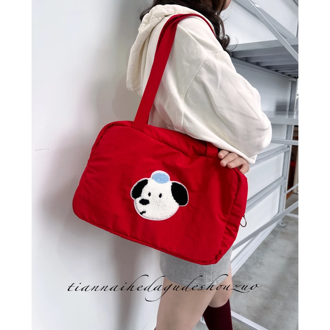 圣诞憨憨文艺可爱单肩包 小众休闲百搭便携通勤包包