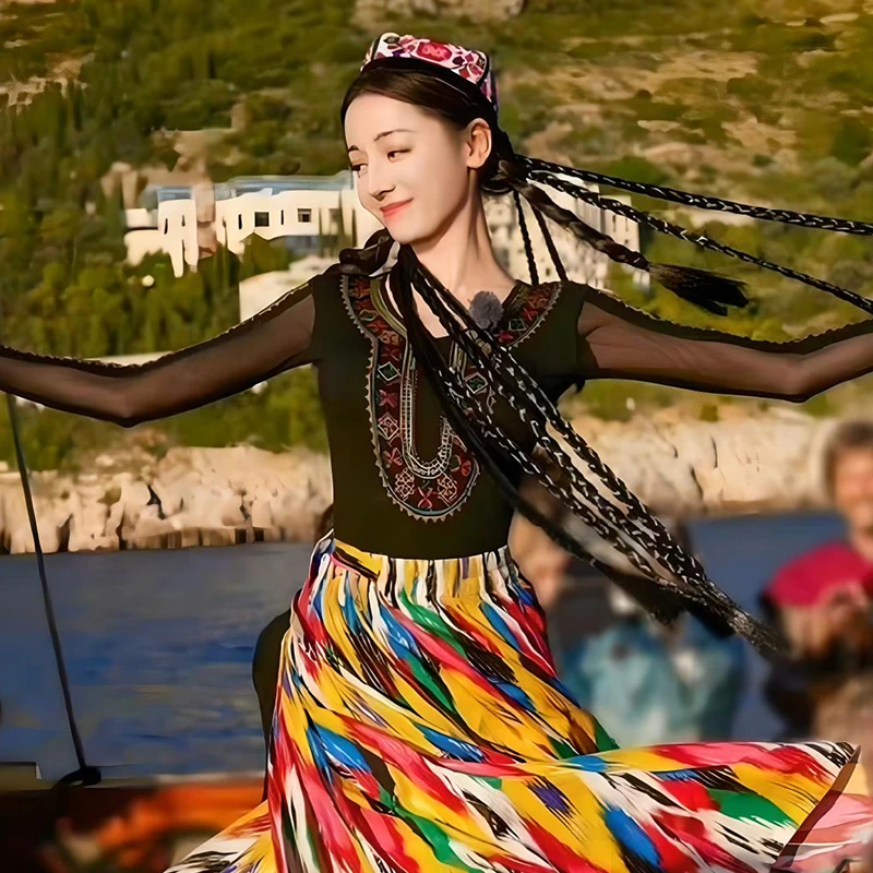 【618】迪丽热巴同款新疆舞蹈表演服维族民族服装舞台维吾尔族服装