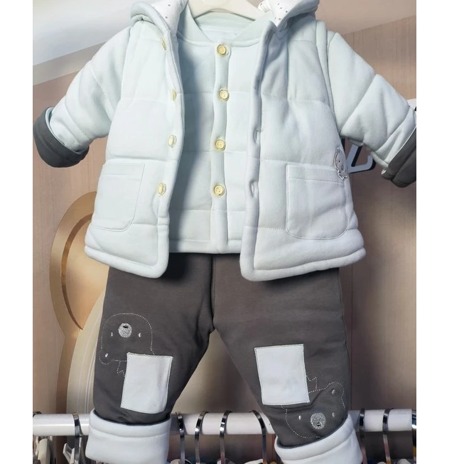 【清仓】全棉适爱冬夹棉加绒加厚反季马甲保暖三件套儿童服装童装