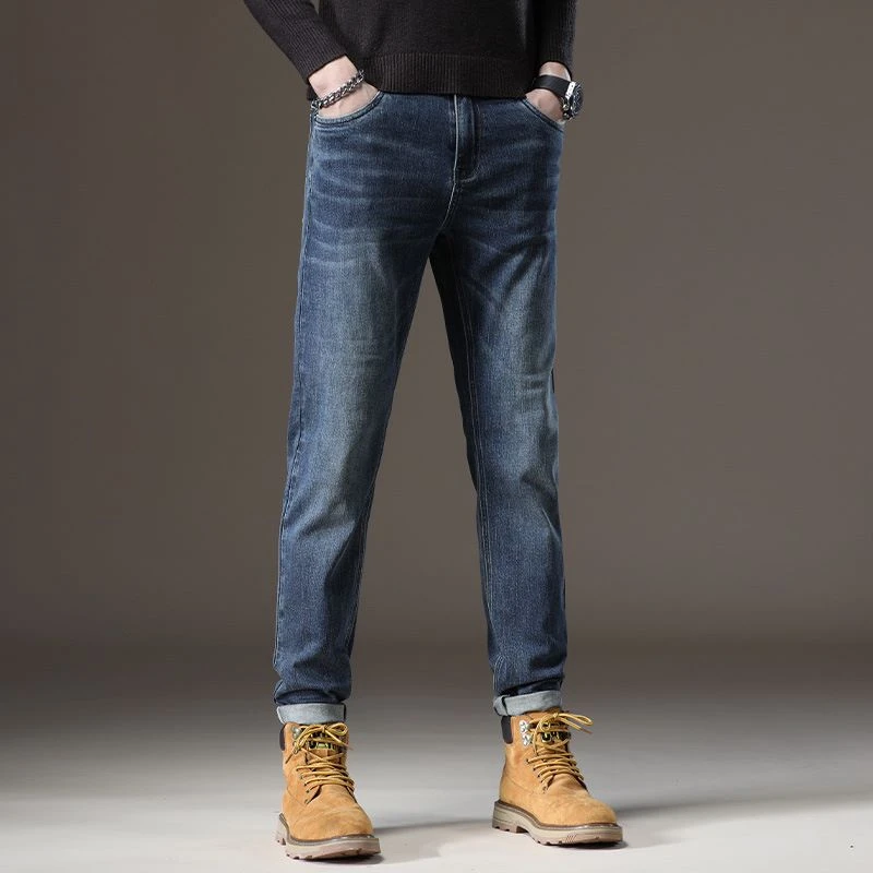 男士四季款宽松高弹力牛仔裤舒适修身休闲百搭时尚大气潮流秋冬牛