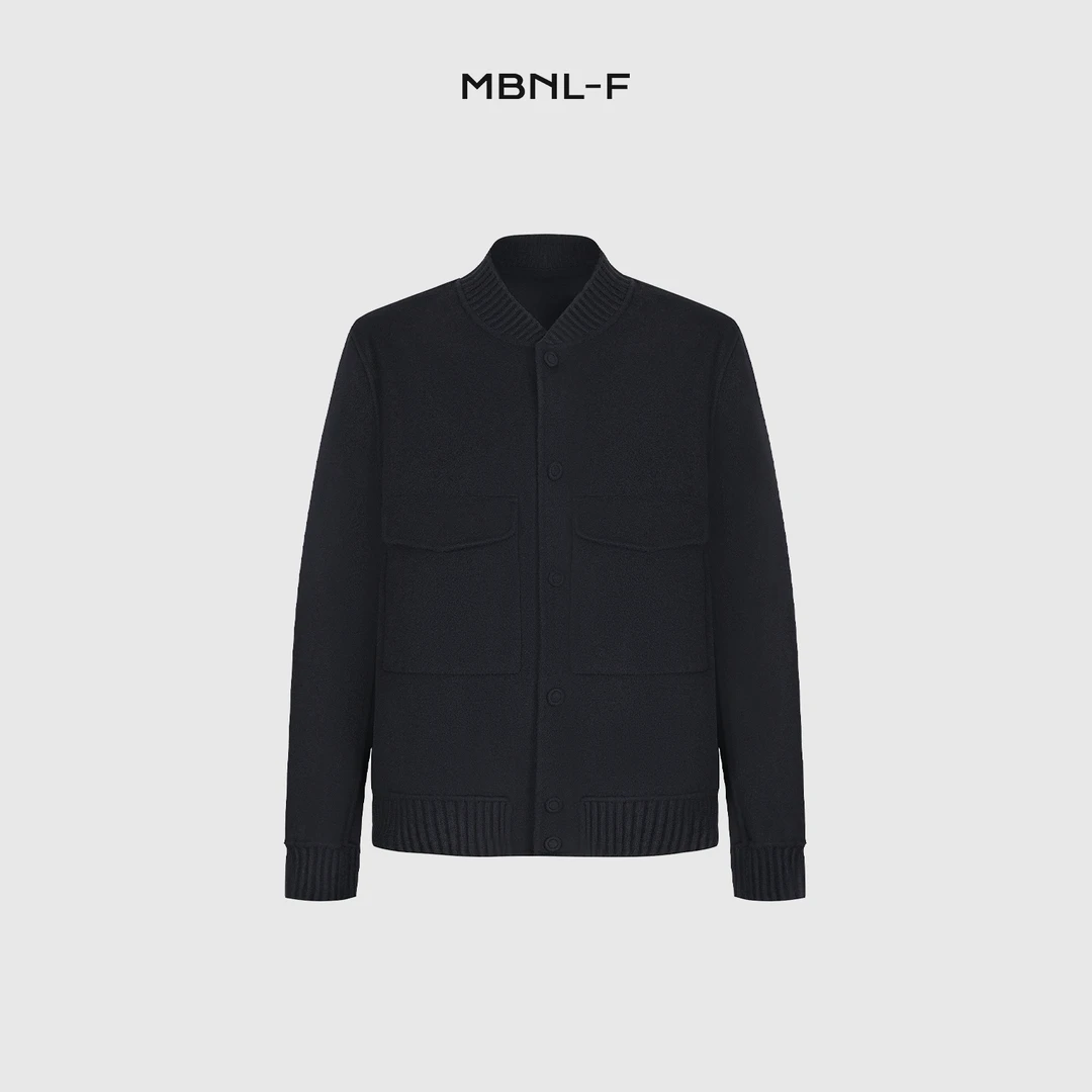 MBNL-F「棒球领外套」秦磊男装70绵羊毛双面毛呢夹克LL-1026