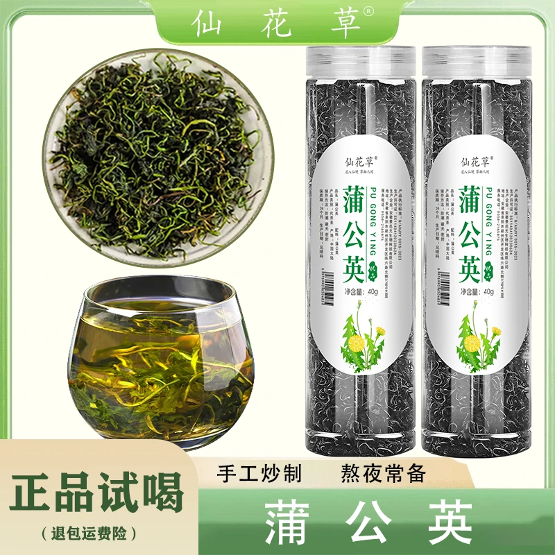 蒲公英茶 蒲公英叶 花草茶搭配金银花茶 55g罐装茶叶新鲜手工炒制