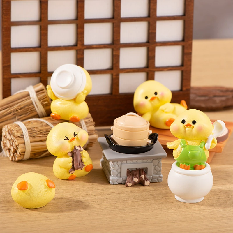 （主播代拆）许愿+对对碰可爱厨房做饭小黄鸭树脂小摆件微景观diy