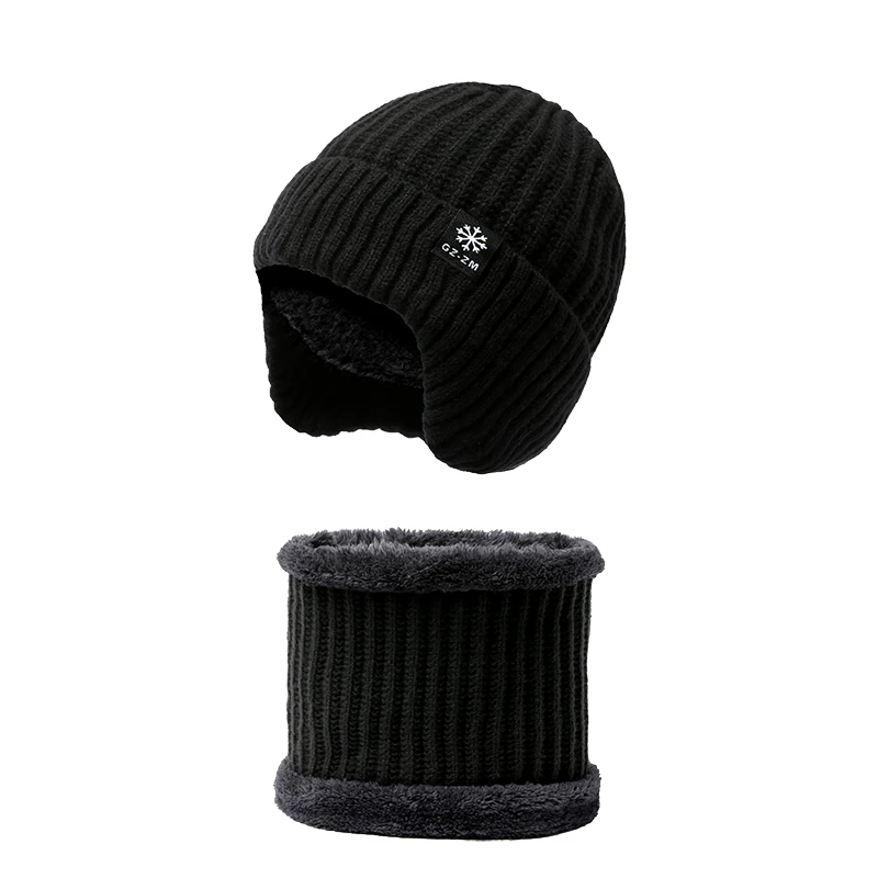 【护耳又保暖】针织帽冬天毛线帽护耳加绒围脖骑车送爸爸爷爷帽加厚