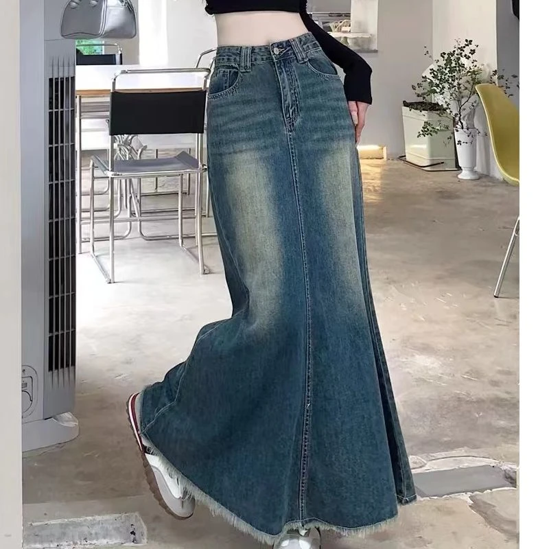 《雨桐精选5.21》鱼尾半身牛仔裙-10193