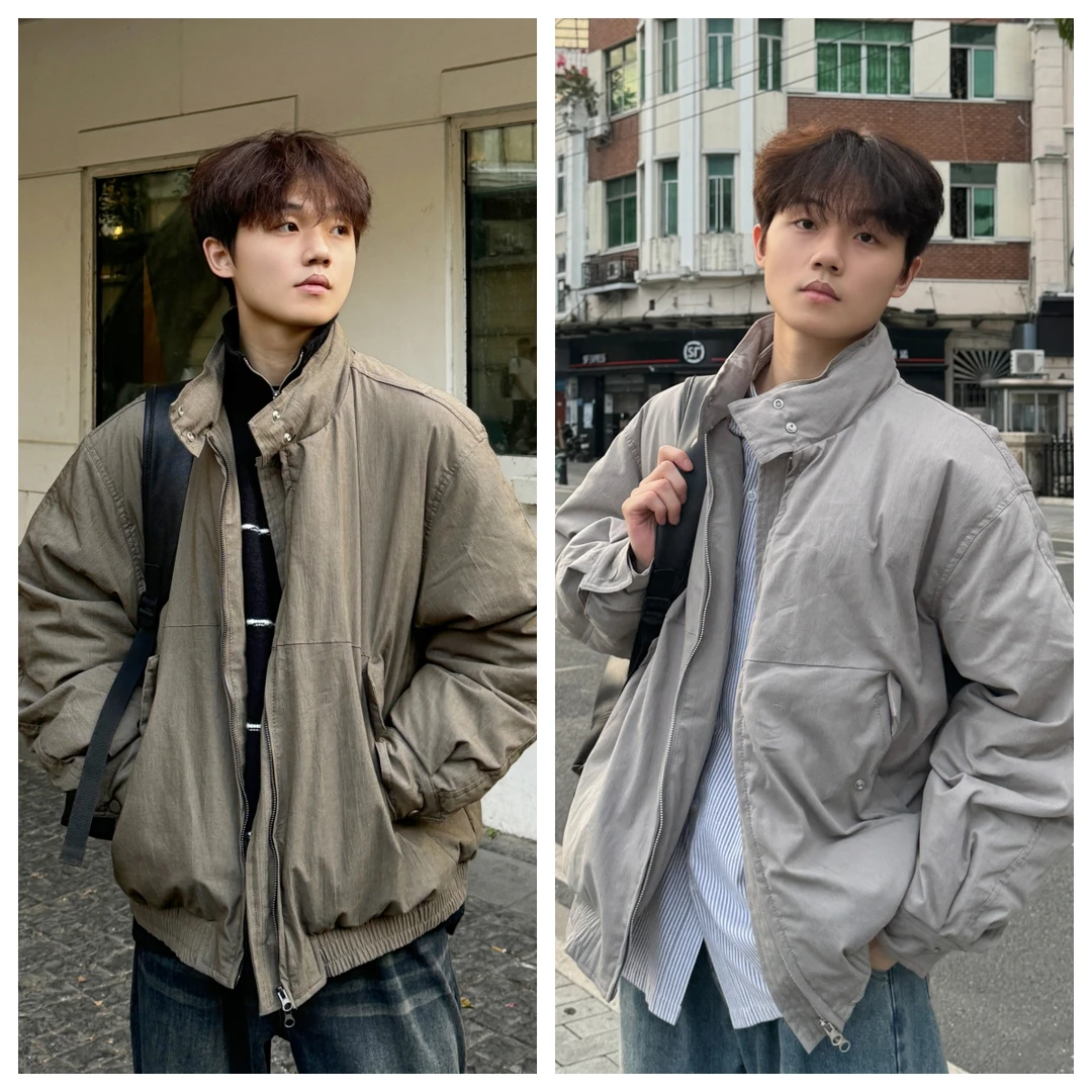 苏大恒韩版秋冬90白鸭绒复古加厚防风保暖高级感立领羽绒服外套