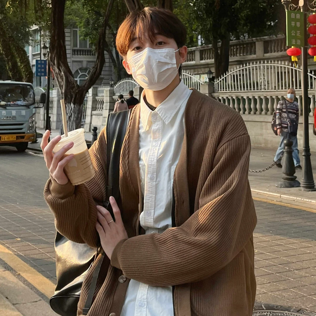 清仓!日系春秋复古休闲慵懒风加绒加厚宽松毛衣针织开衫外套