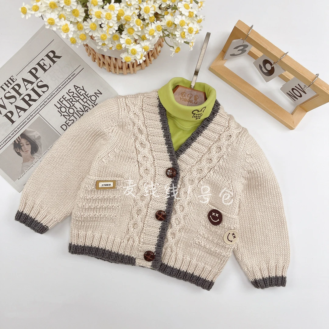 2#韩系金典铜钱花开衫材料包 (不是成品）儿童手工保暖柔软线 DIY