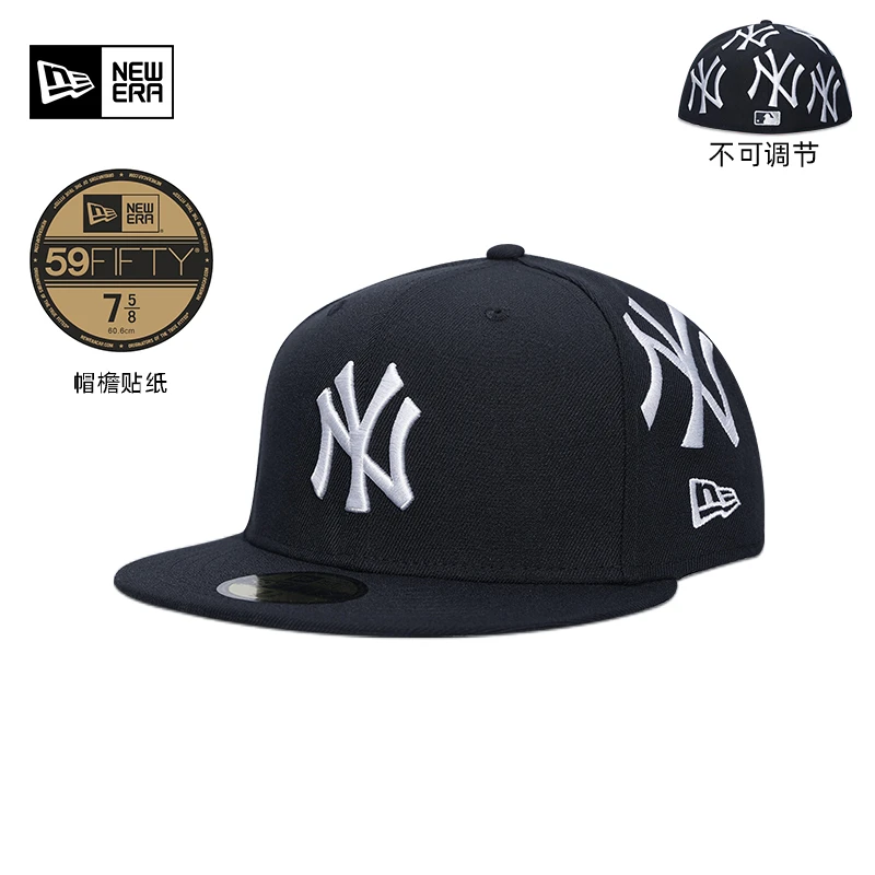 New Era 新款MLB平檐棒球帽NY刺绣经典全封硬顶高端潮牌帽子5950