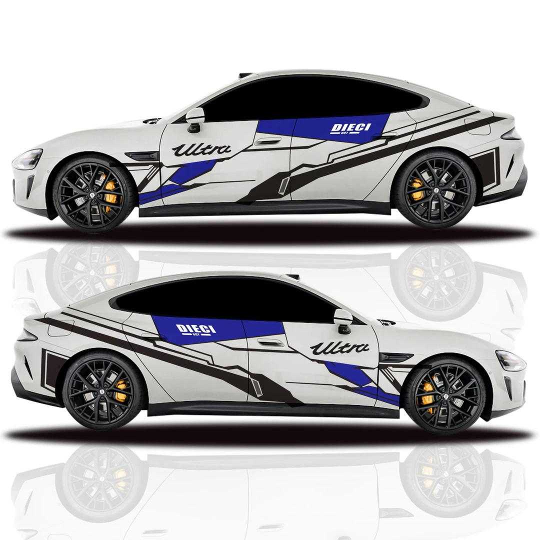 小米SU7汽车拉花机甲贴纸车身定制图案PET材质三年寿命随时更换图