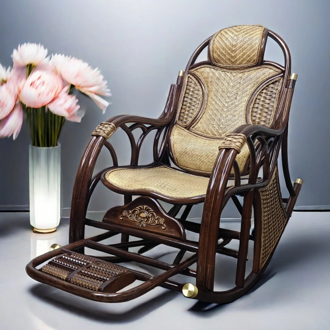 家用摇摇椅 藤编椅子中式真藤摇椅 午睡椅藤椅 藤摇椅 人体工学椅