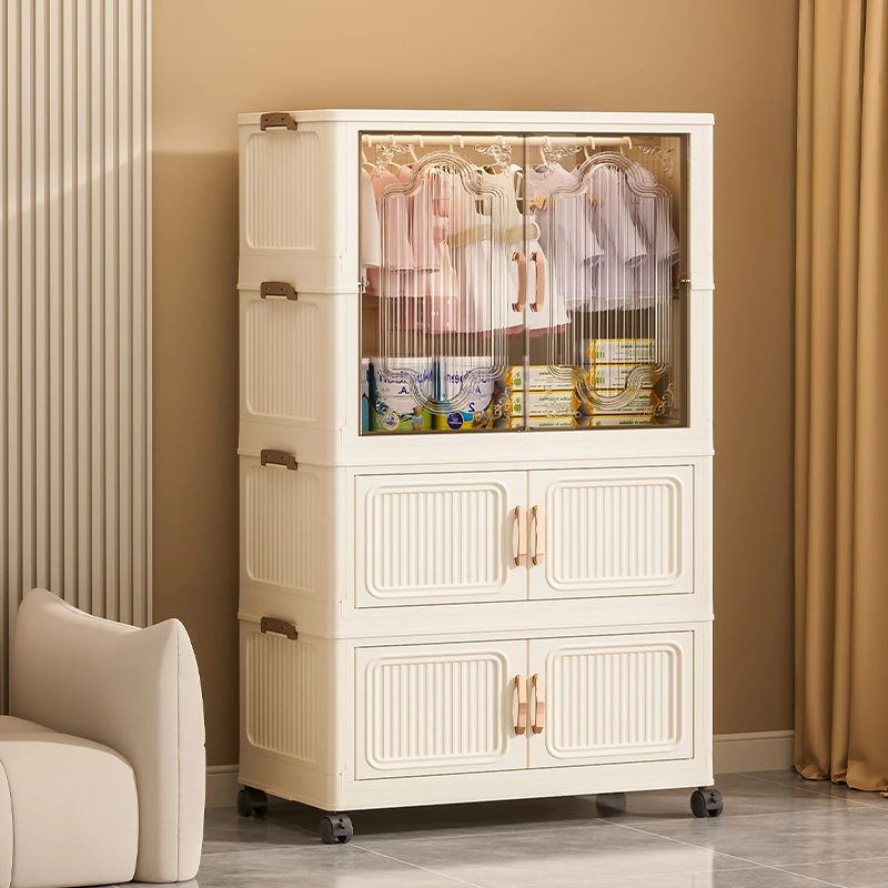 【儿童衣柜】55新中式折叠宝宝衣柜免安住宅家具折叠柜收纳柜婴儿