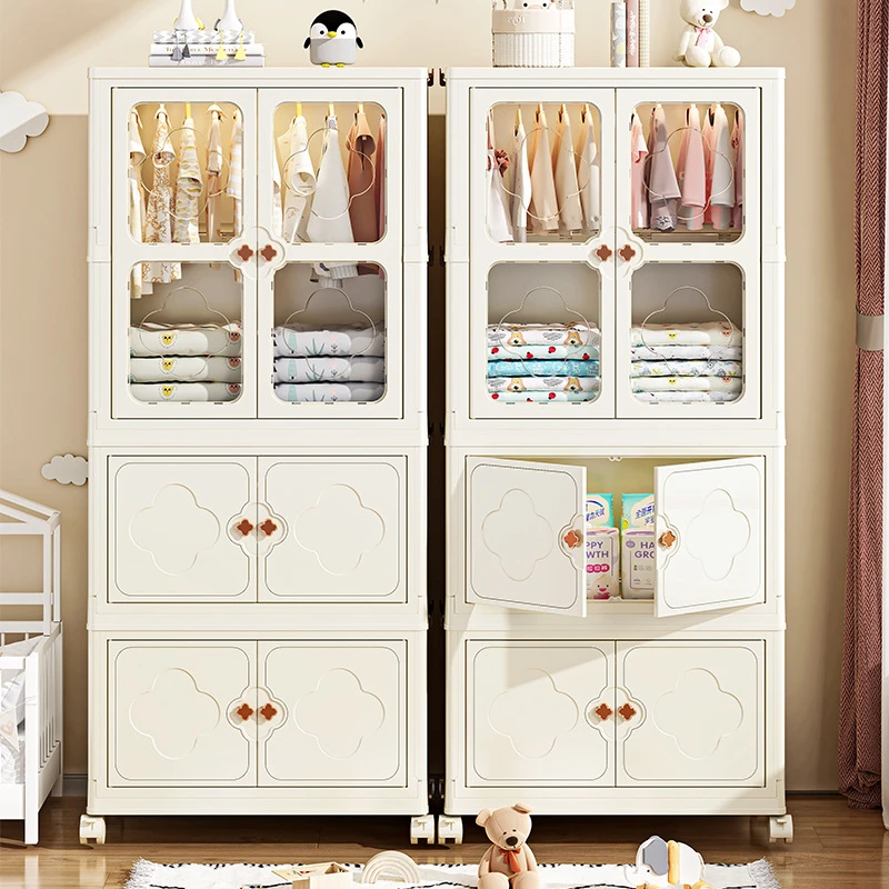M【儿童衣柜】免安装收纳柜折叠柜55面宽多层宝宝储物柜住宅家具
