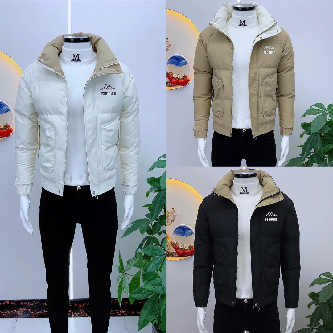 韩版立领潮牌棉服简约大气高端男士修身减龄保暖棉服外套时尚潮流