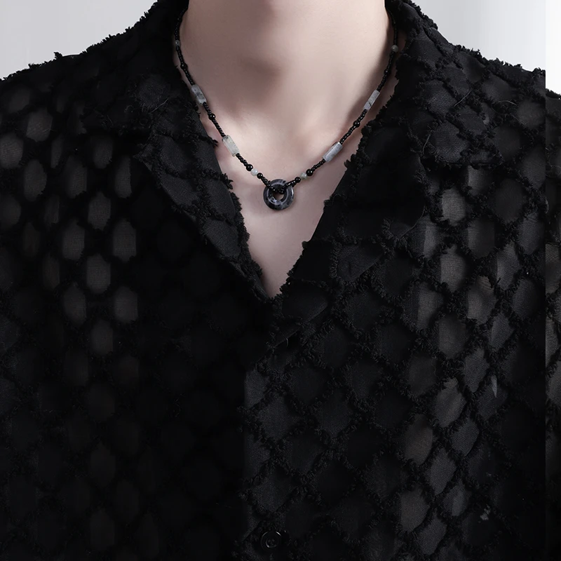 钛钢项链 平安扣项链男款轻奢小众高级感吊坠个性男士锁骨链配饰