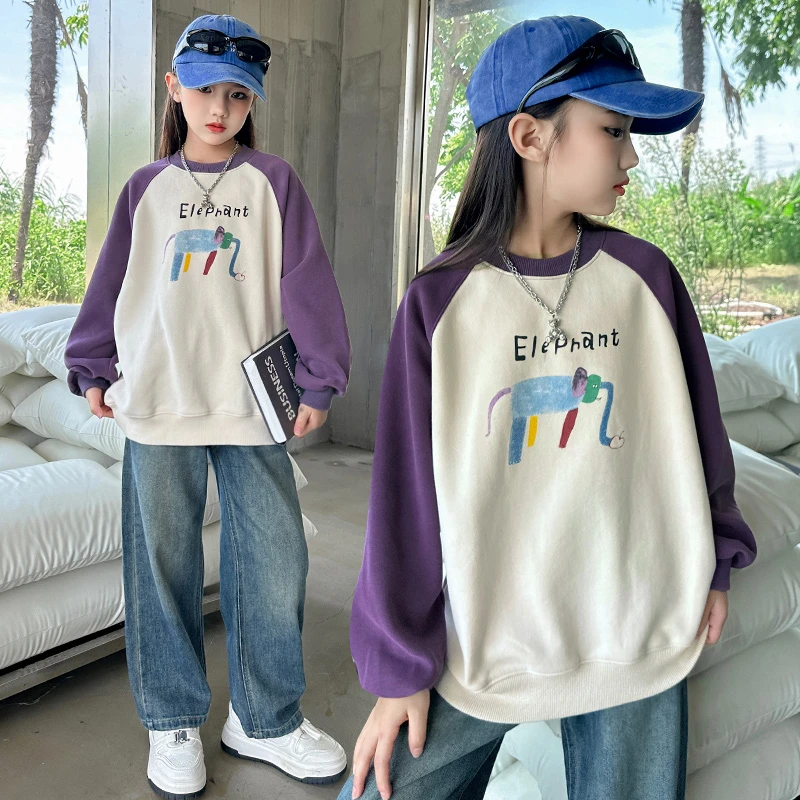 女童秋装套装2024新款爆款中大童网红洋气儿童装卫衣牛仔裤两件套