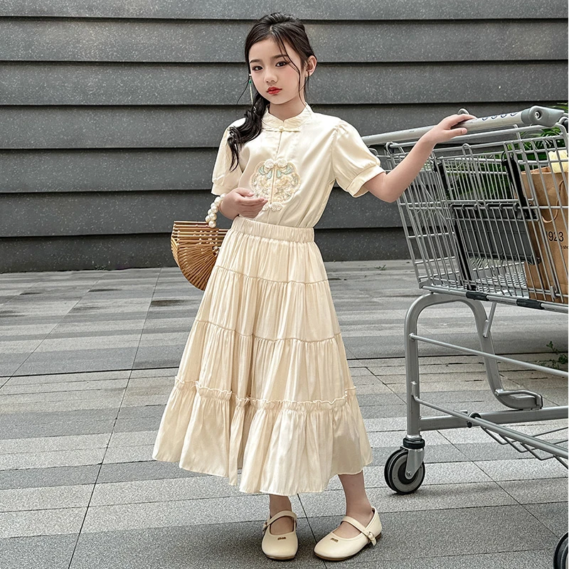 女童夏季半身裙子2024新款爆款中大童女装儿童洋气新中式国风夏装