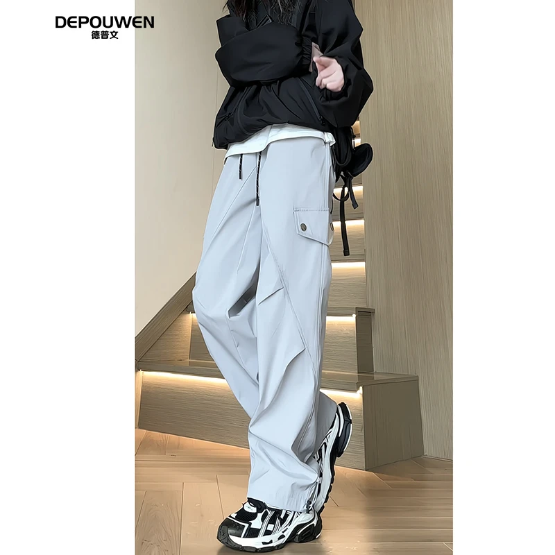 DEPOUWEN秋款常规三防男女同款冲锋裤工装休闲显瘦百搭宽松工装裤