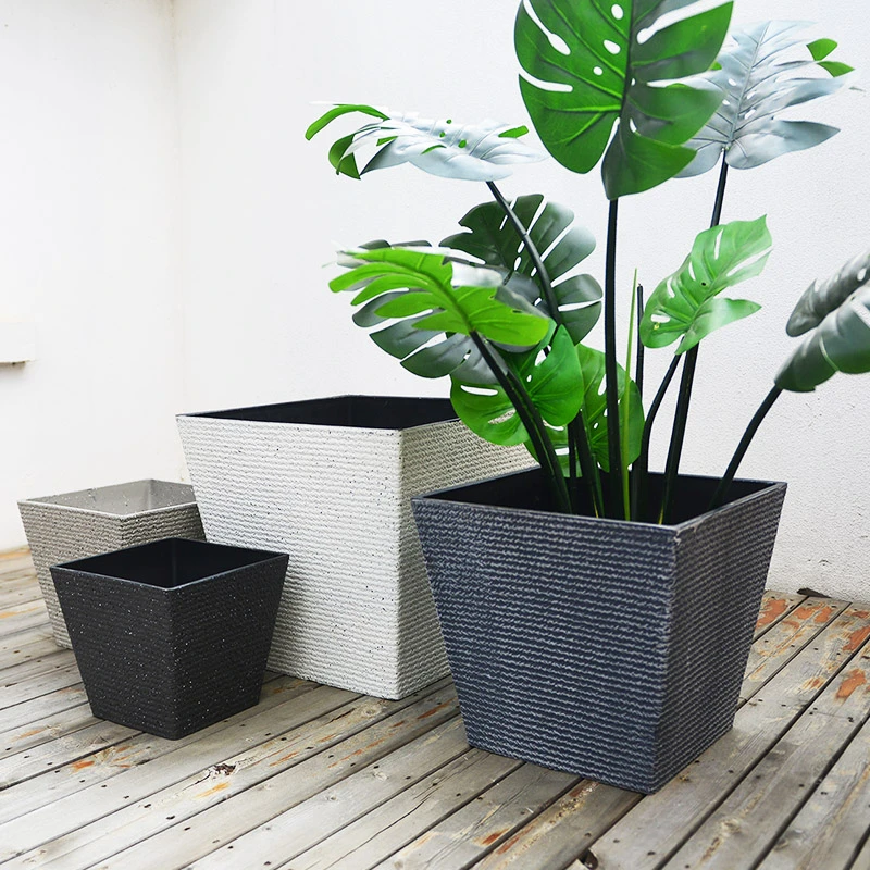 庭院树脂仿石水泥花箱清仓手工耐用树脂花盆简约塑料种花大号花盆