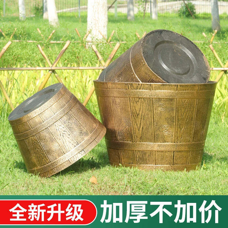 北欧圆形加厚大号种植有孔塑料花盆庭院耐用户外透气清仓大花盆