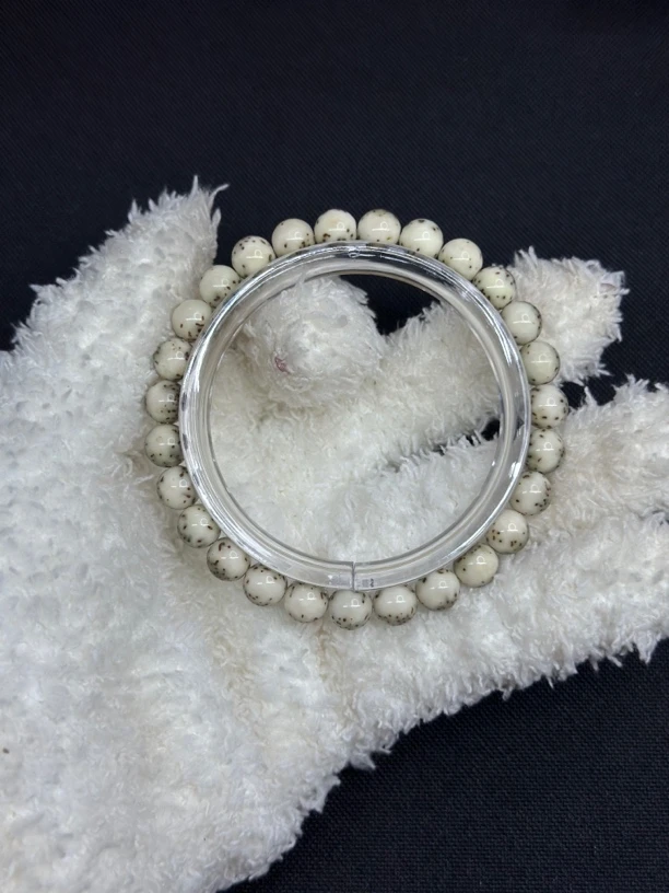 星月菩提 原生态同枝河豚8圆珠石玉料小细星大留白