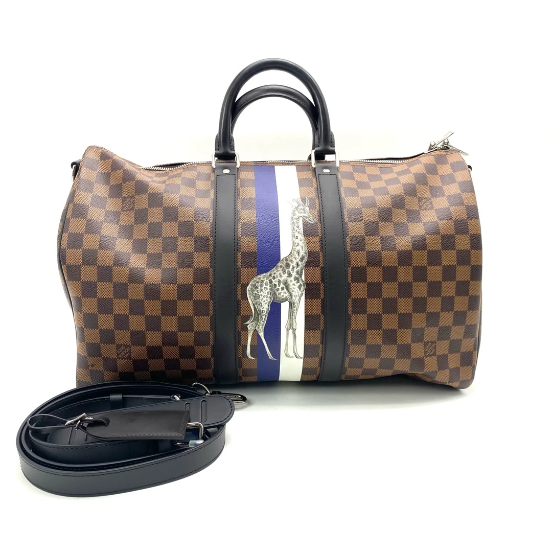 95新 LouisVuitton/路易威登 动物园棕棋盘格旅行袋尺寸45/27