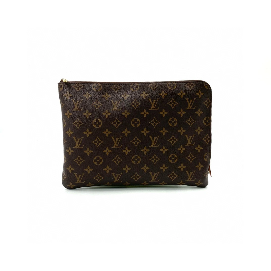 95新 LouisVuitton/路易威登 棕老花L型手拿包 尺寸33/24大号