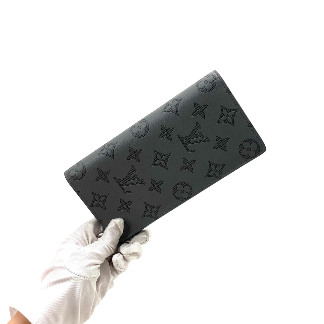 99新 LouisVuitton/路易威登 灰色全皮拉链钱包 尺寸19/10