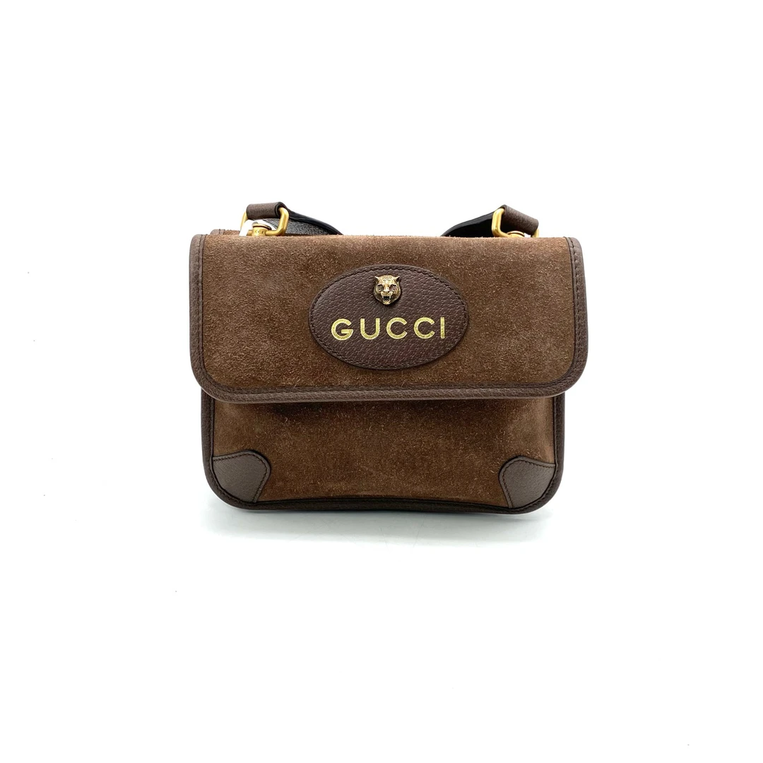 95新 GUCCI/古驰 98新全皮双面虎头斜挎包 尺寸22/18