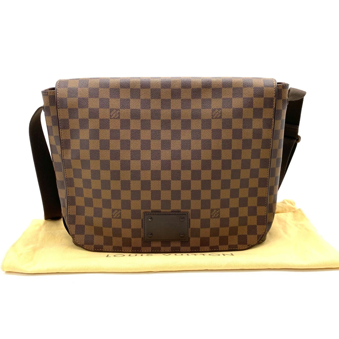 95新 LouisVuitton/路易威登 棕棋盘格翻盖邮差包 尺寸35/27