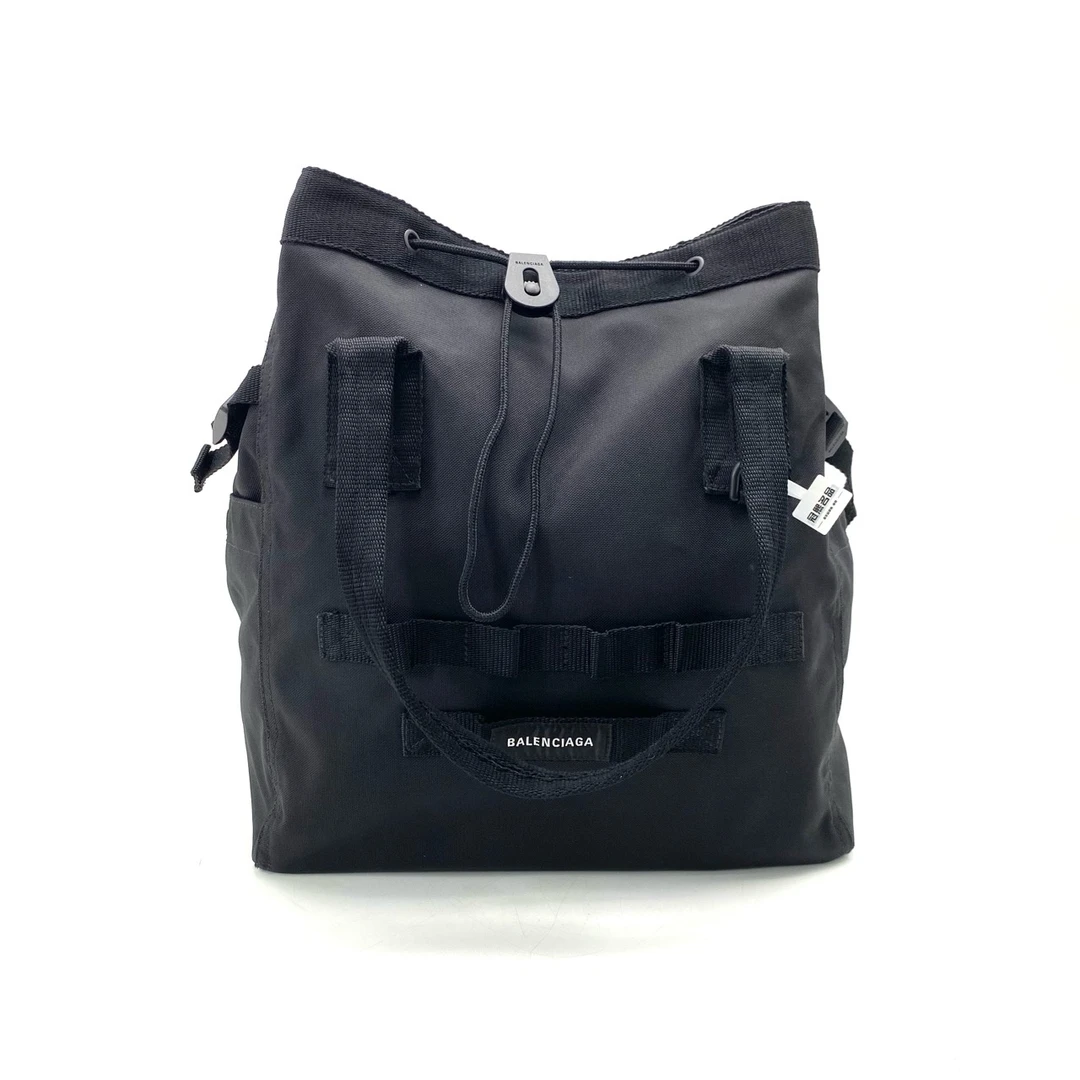 99新 Balenciaga/巴黎世家 黑色帆布手提包 尺寸34/39