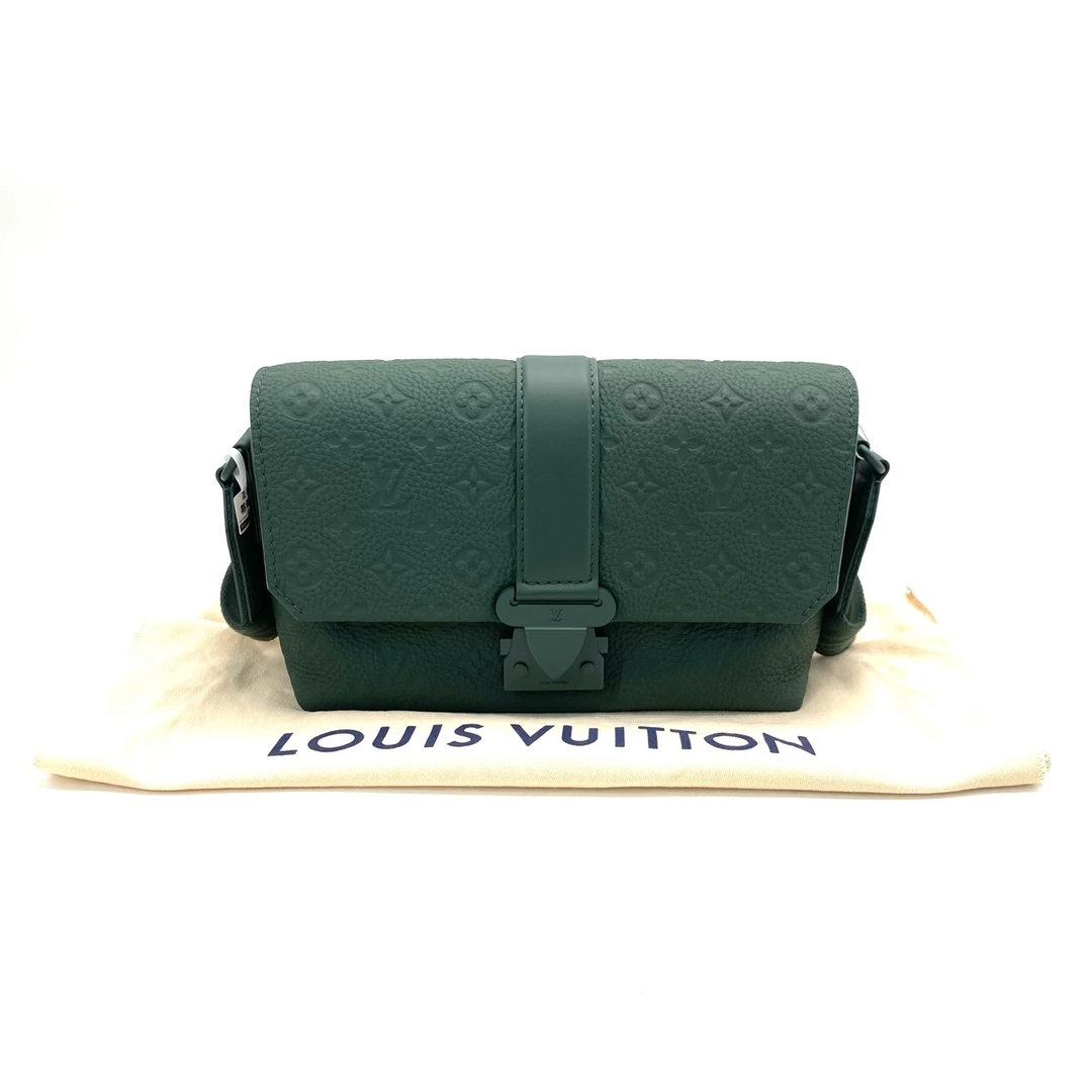 99新 LouisVuitton/路易威登 墨绿色压花S-CAPE邮差包 尺寸28/16