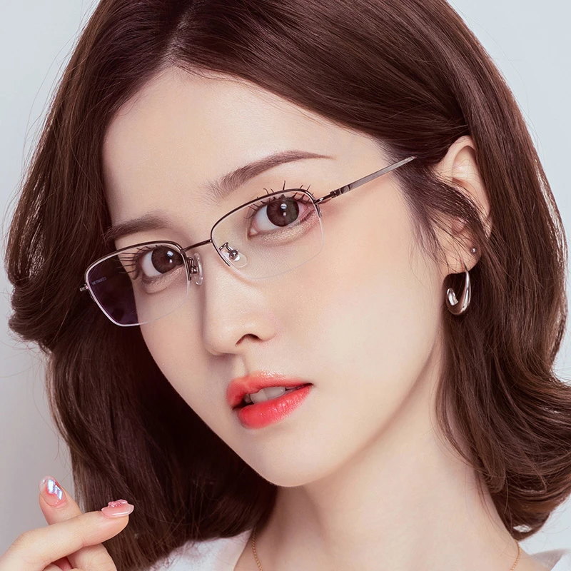 高启兰同款半框时尚商务纯钛超轻御姐风近视眼镜可配度数平光老花