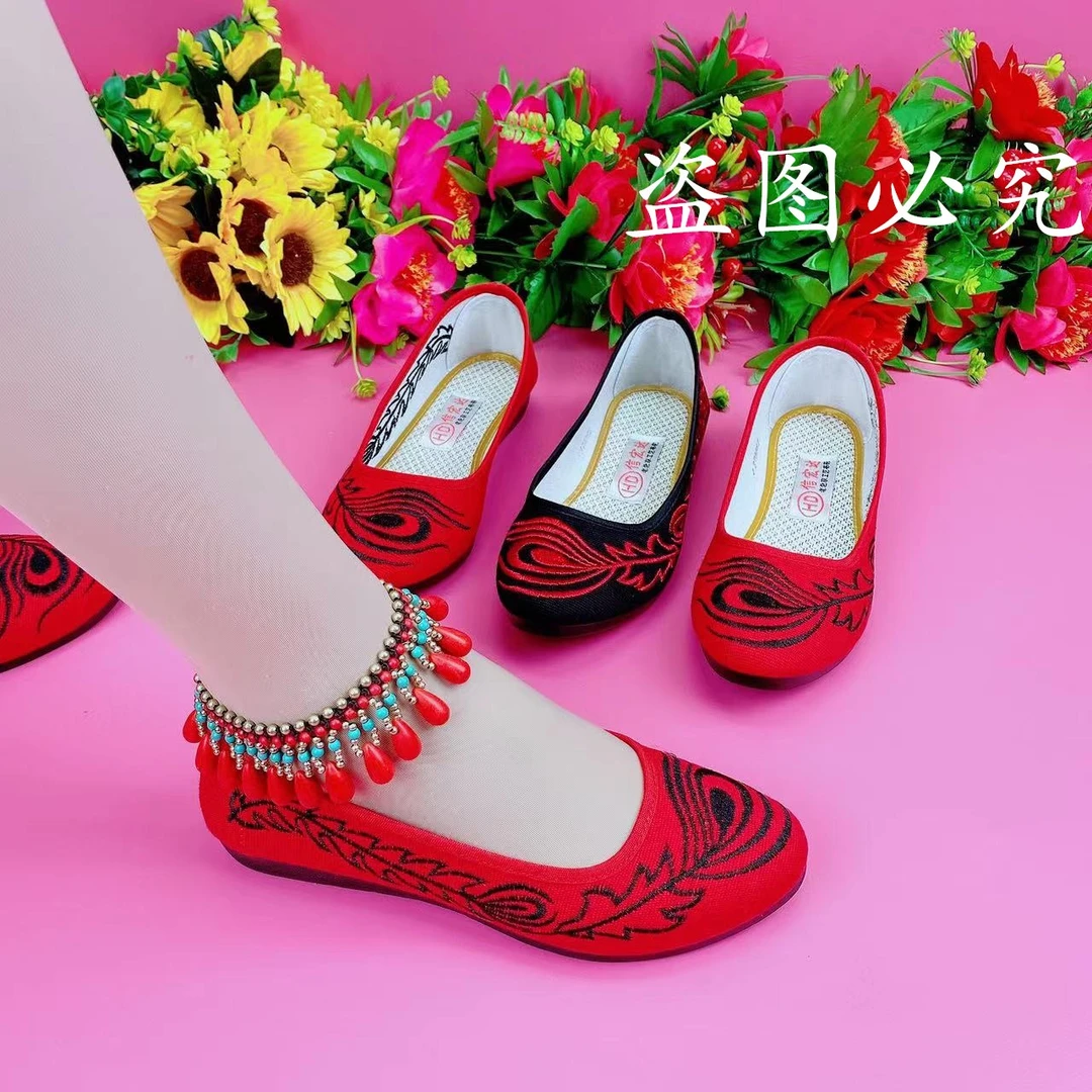 正宗老北京布鞋女绣花鞋低帮浅口软底舒适百搭中老年妈妈鞋奶奶鞋