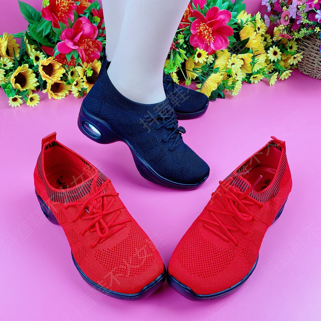 广场舞鞋女正品老北京网红爆款四季网面袜子口高弹健美气垫舞蹈鞋