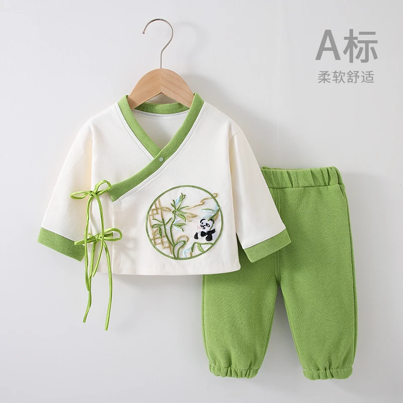 【萌】婴儿分体套装春秋新款新中式宝宝熊猫宝贝初生婴儿套装中国风
