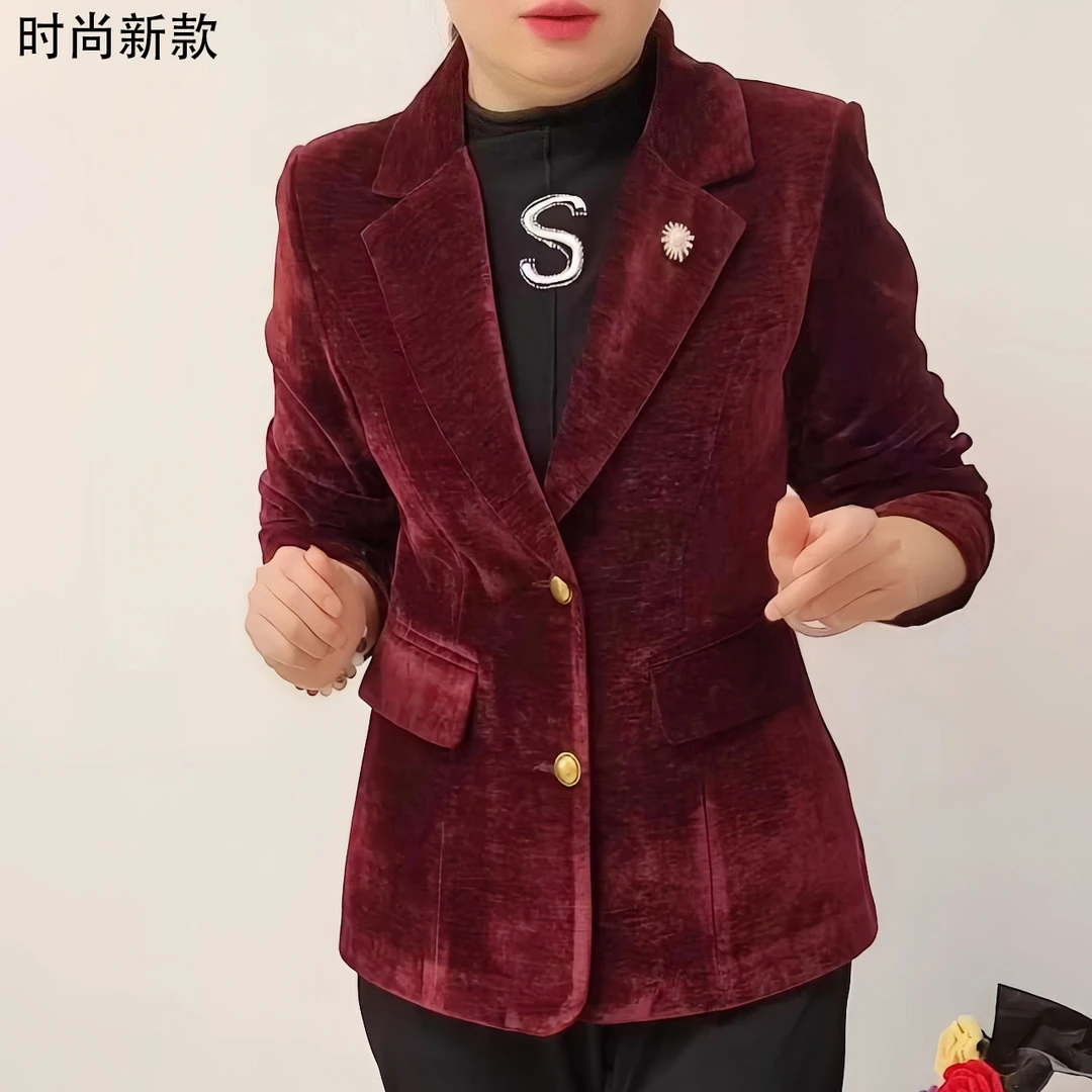 2024女新款韩版时尚洋气高档修身显瘦双面雪呢尔百搭小西服外套