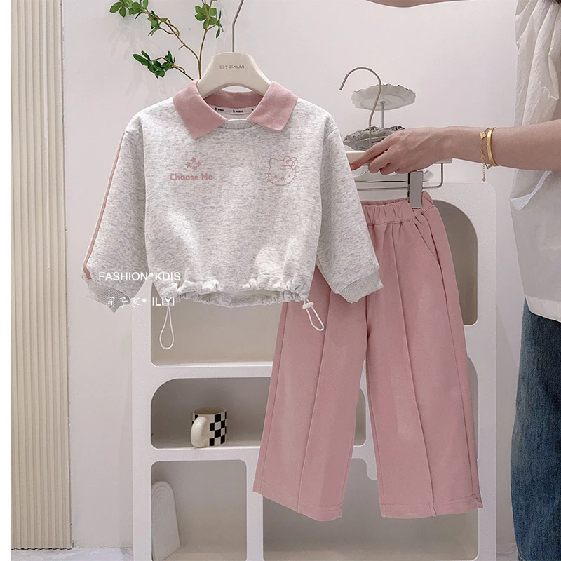 现货-圆子家女童秋季新款休闲秋装卫衣上衣+休闲裤两件套儿童套装