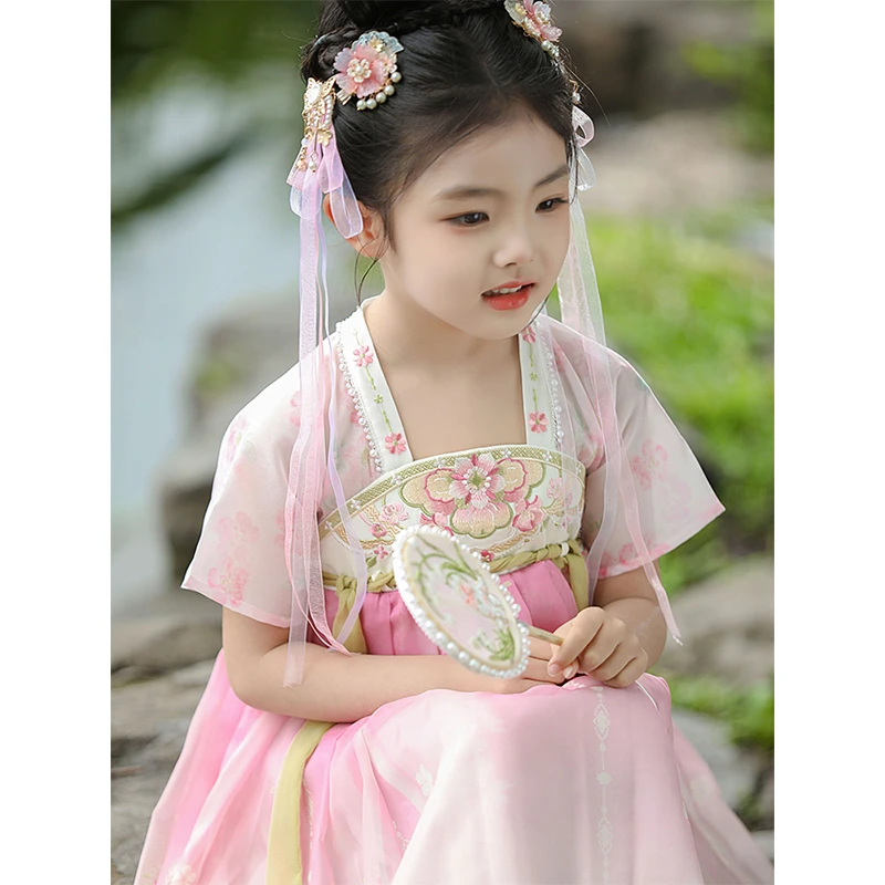 【蔷薇】汉服女童2025新款夏季国风襦裙儿童古装裙子女孩古风连衣裙